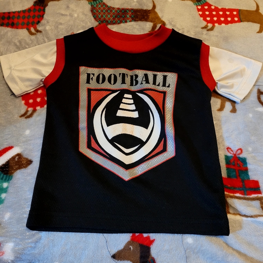 Youth Football Emblem Tee - Black, Red, and White